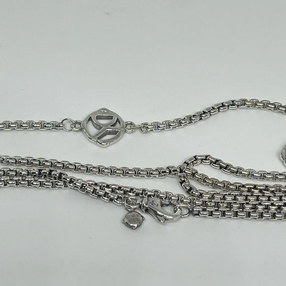David Yurman Station Logo Box Chain Necklace - Picture 2 of 8